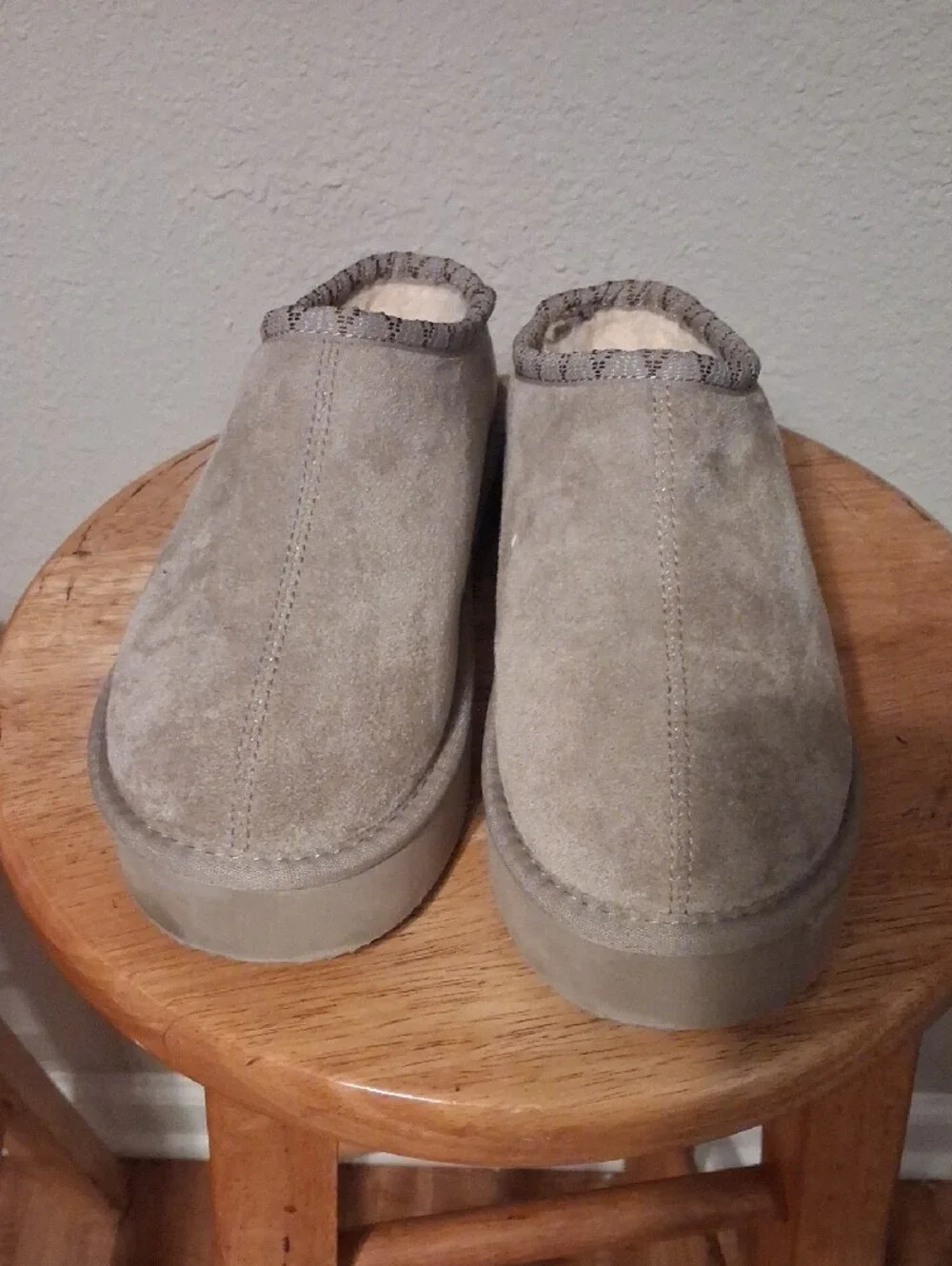 Kids Cozy Slip-On Suede-Look Slippers in Light Taupe
